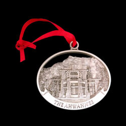 The Ahwahnee locket with a red ribbon