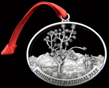 Joshua Tree National Park locket with a red ribbon