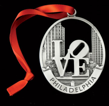 Philadelphia locket with a red ribbon