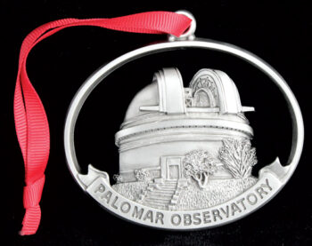 A pewter ornament of the Palomar Observatory.