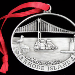 Rhode Island locket with a red ribbon