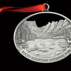 Rocky mountain national park locket with a red ribbon