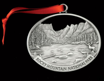 Rocky mountain national park locket with a red ribbon