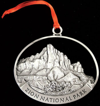 Zion National Park locket with an orange ribbon