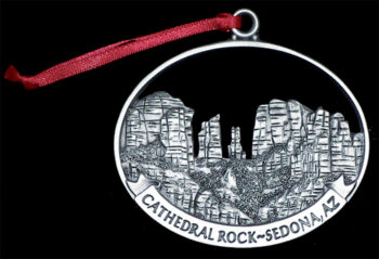 Cathedral rock sedona AZ medal with a mountain model