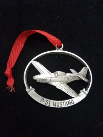 P 51 mustang medal with a red ribbon
