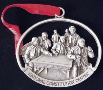 Pewter ornament depicting the signing of the US Constitution.