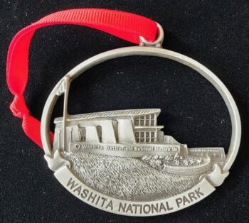 A pewter ornament of Washita Battlefield National Historic Site.